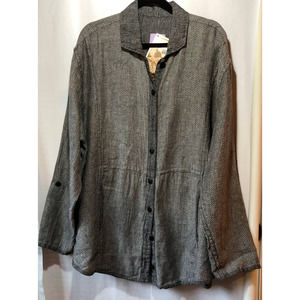 Flax Black and gray honeycomb reversible button shirts NWT